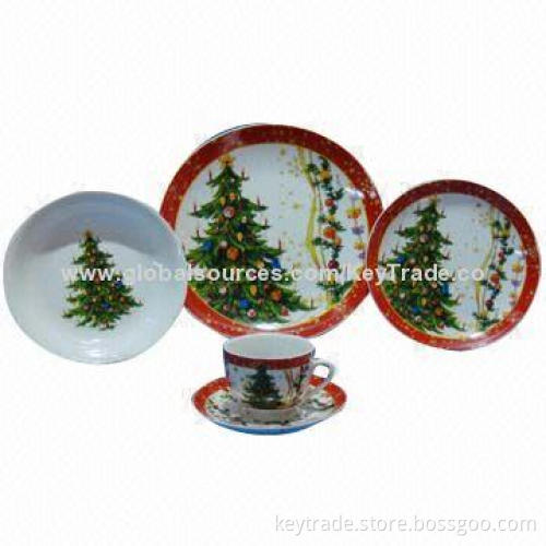 Fine Porcelain 20-piece Dinner Set for Christmas use in Rim-shaped with Decal